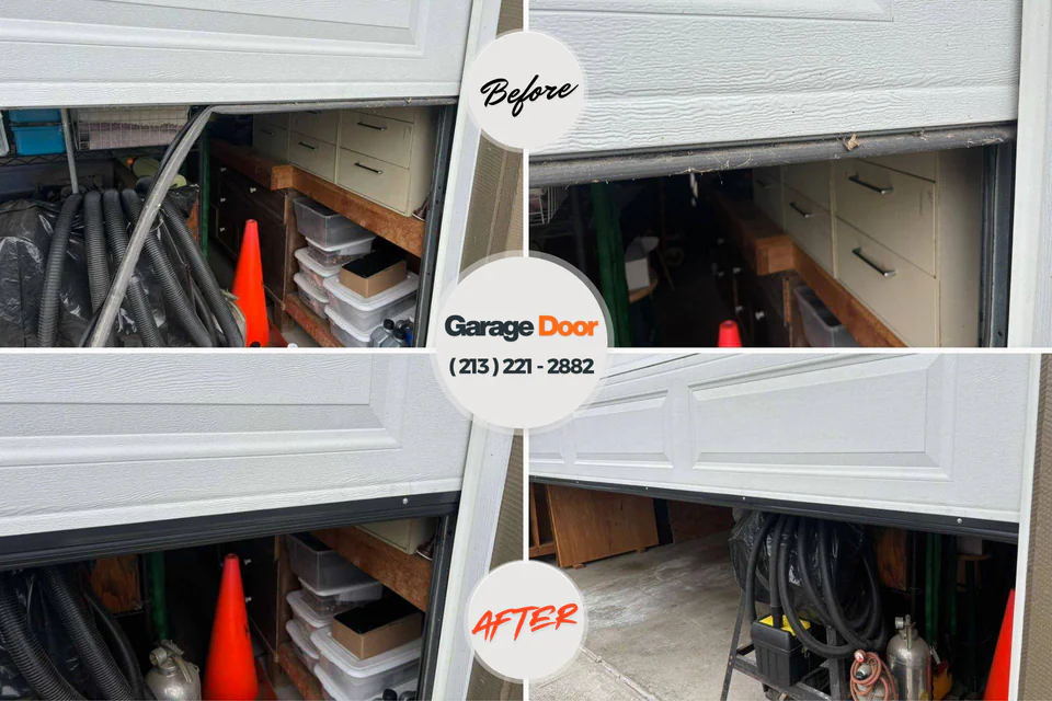 Before and after: garage door repair Burlington, VT